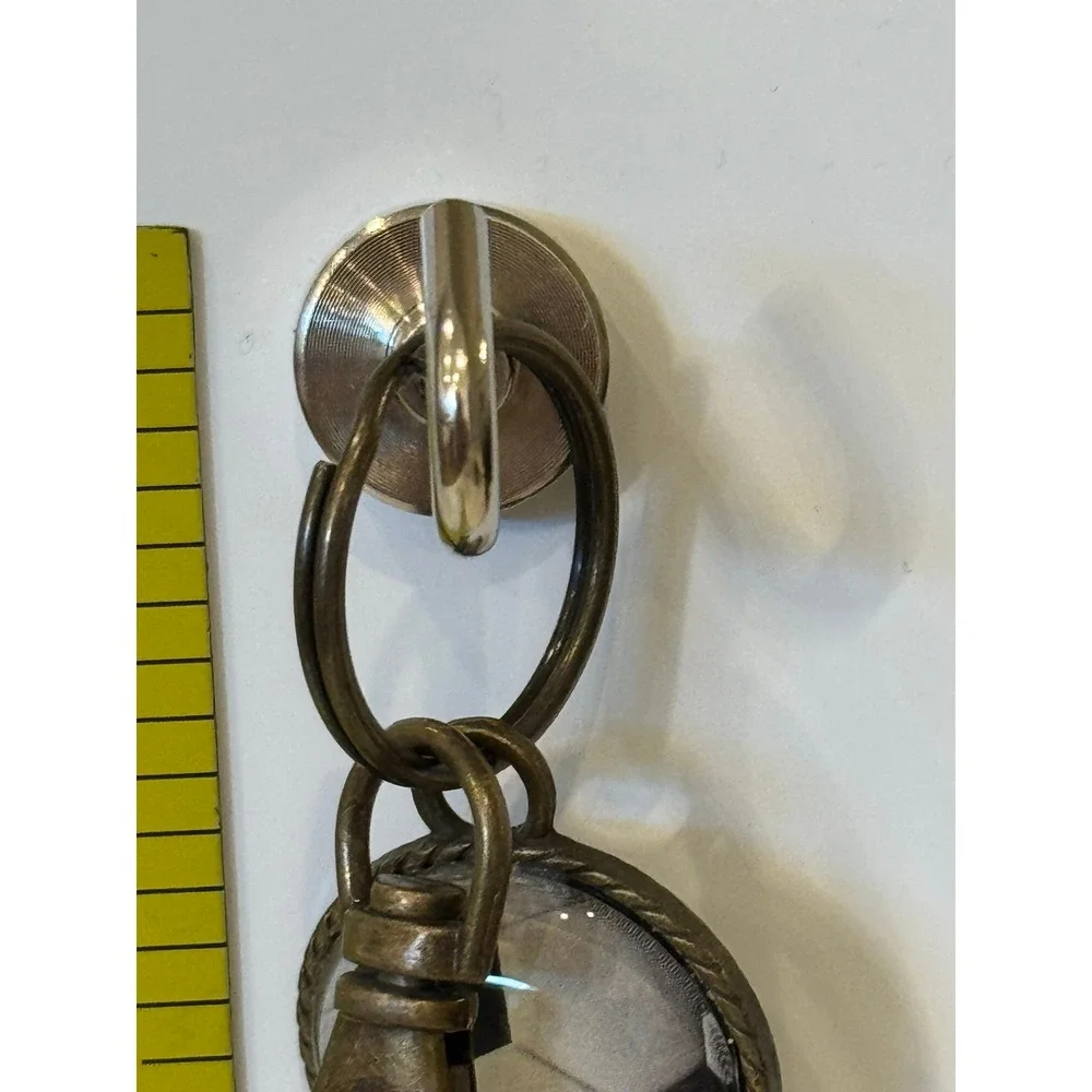 Vintage Bronze Soccer Ball Keychain Sports Bag Tag Lobster Clasp Swivel Hook